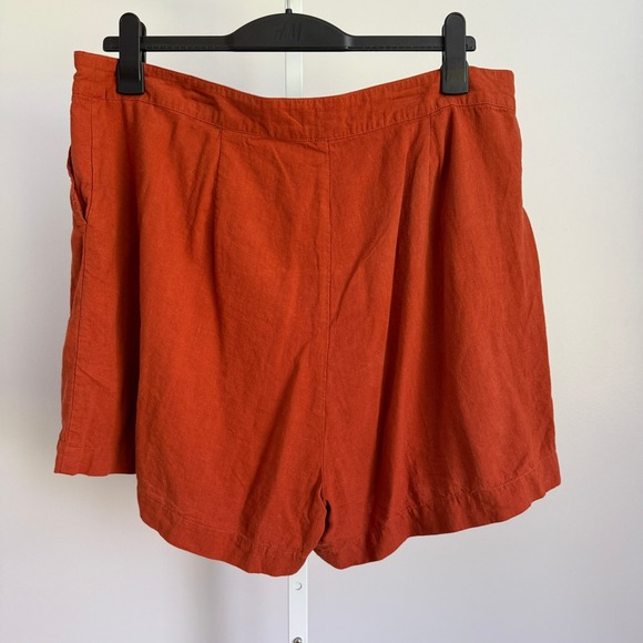 ModCloth Womens Plus Size 18W Orange Linen Blend High Waist‎ Pleated Shorts - Picture 6 of 8